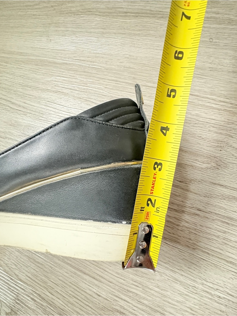 Wishbone Round Toe Wedge Leather Shoe Women's Black Platform Ballet Size 9 - Picture 11 of 15